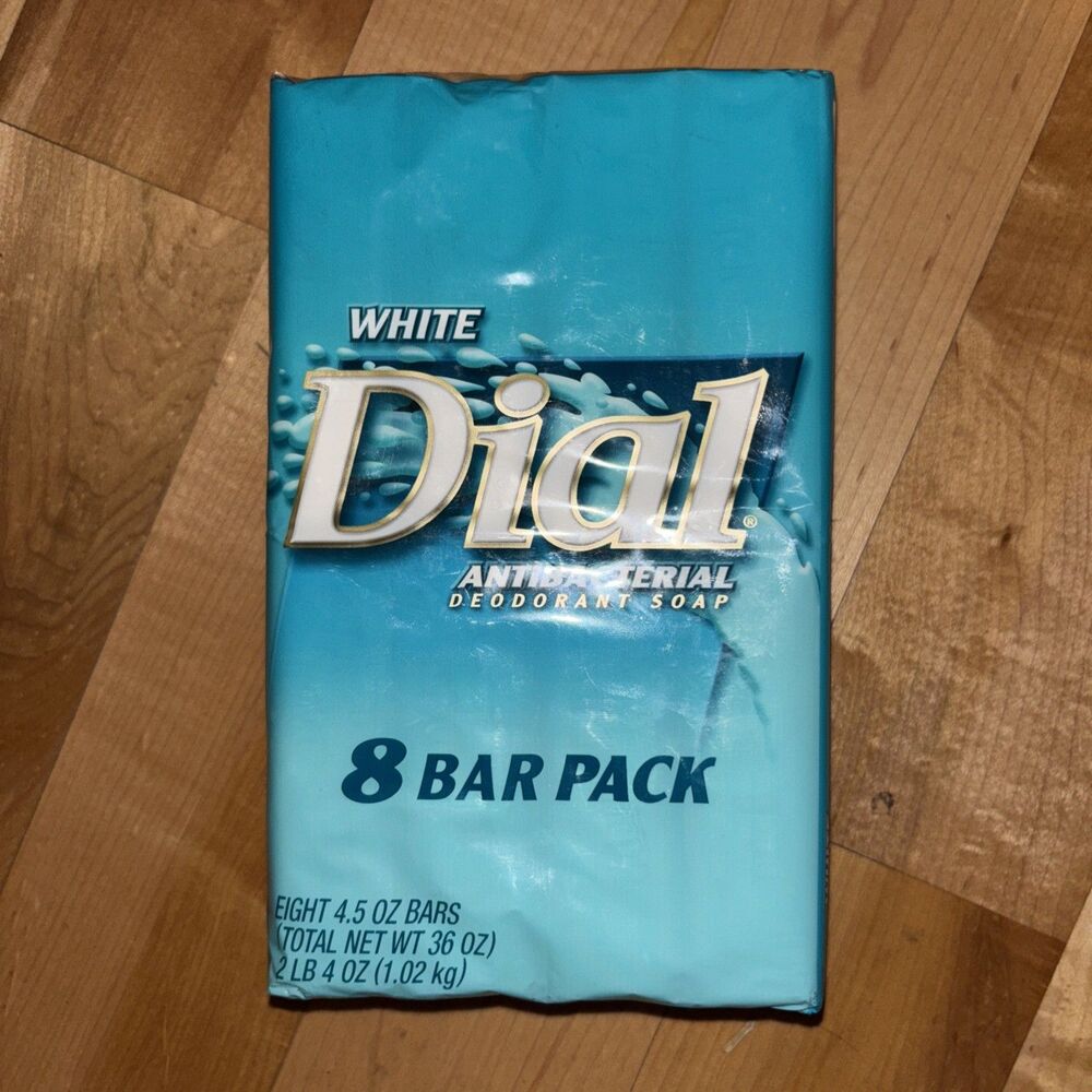 Dial Soap White Vintage Antibacterial 8 Soap Bars Bath SEALED 2002